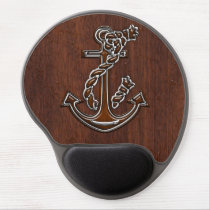 Wet Nautical Mahogany Anchor Steel Gel Mouse Pad