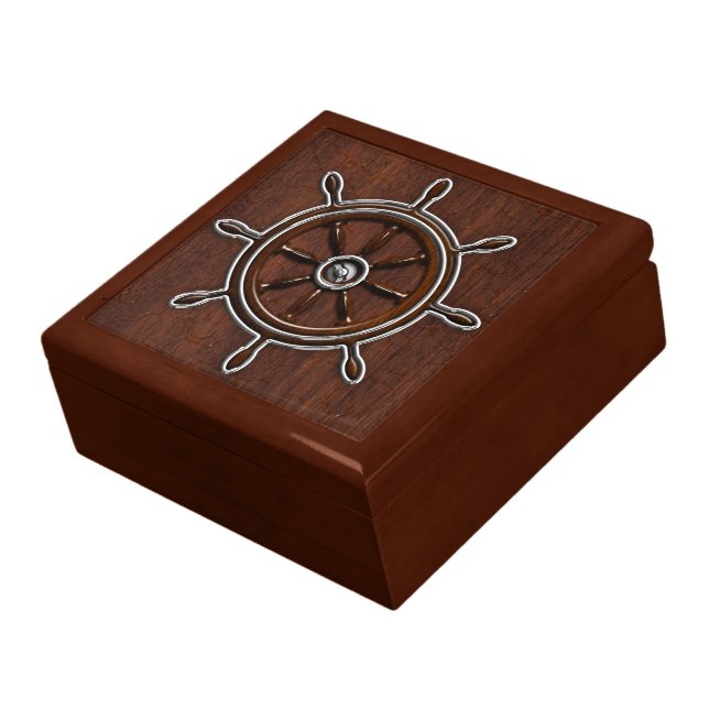 Wet Nautical Mahogany Nautical Wheel Gift Box (Side)