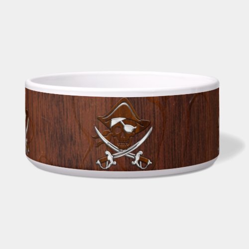 Wet Nautical Mahogany Pirate Skull Steel Bowl