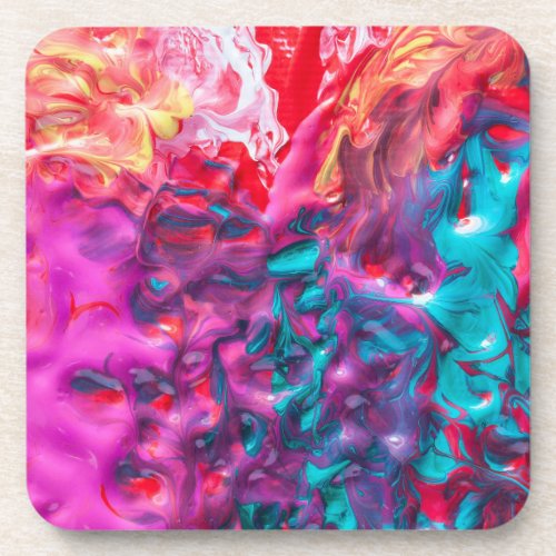 Wet paint colorful abstract art palette modern beverage coaster