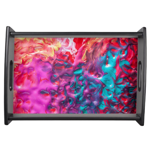 Wet paint colorful abstract art palette modern serving tray (Front)