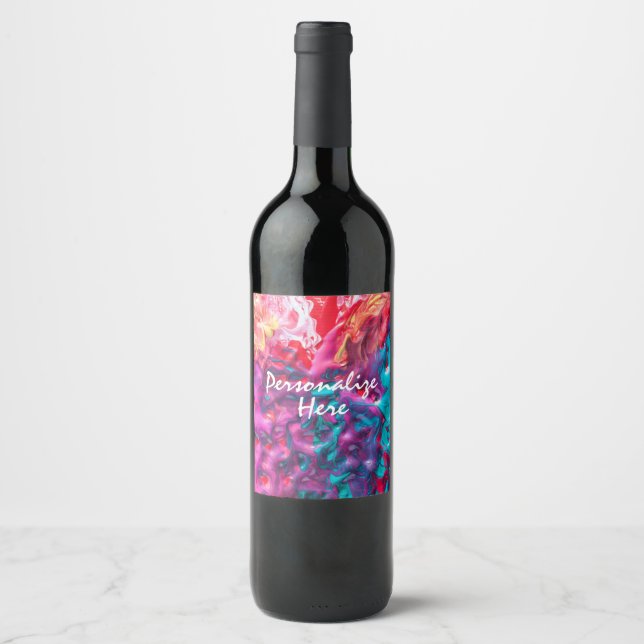 Wet paint colorful abstract art palette modern wine label (Front)