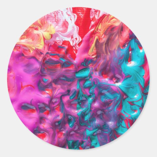 Wet paint colorful abstract art palette swirl classic round sticker