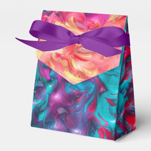 Wet paint colorful abstract art palette swirl favor boxes