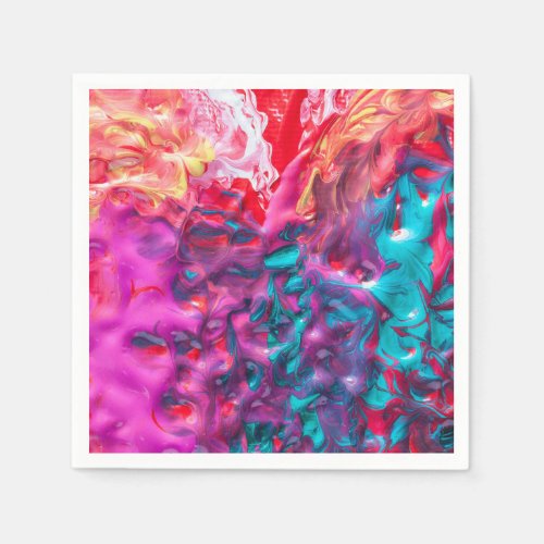 Wet paint colorful abstract art palette swirl napkins