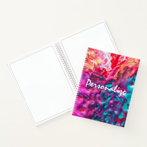 Wet paint colorful abstract art palette swirl notebook