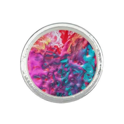 Wet paint colorful abstract art palette swirl ring