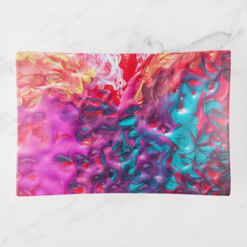 Wet paint colorful abstract art palette swirl trinket tray