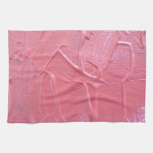 Wet paint coral pink artistic texture look kitchen towel