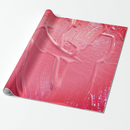Wet paint look coral pink wrapping paper