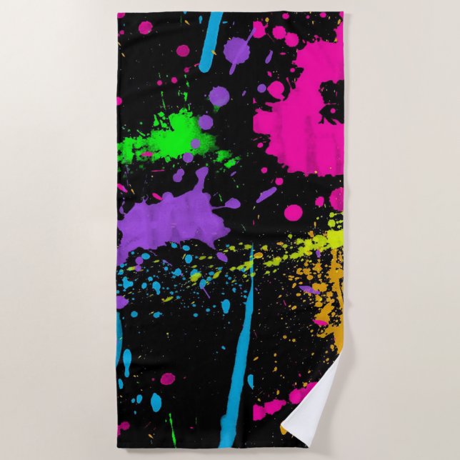 Wet Paint Retro Color Splash Beach Towel (Front)