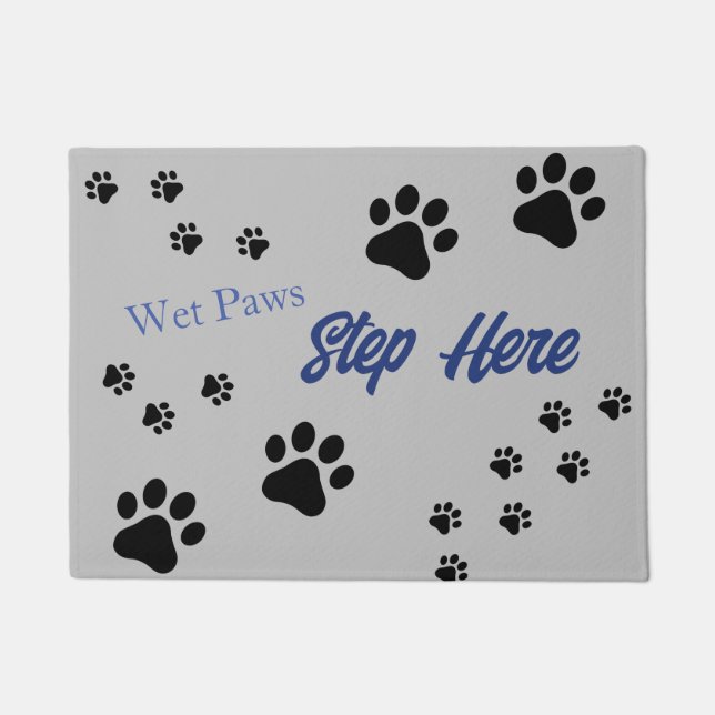 Wet Paws Dog Lover Paw Prints Doormat (Front)