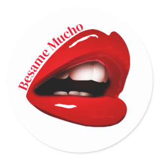 Wet Red Lips Valentine Classic Round Sticker