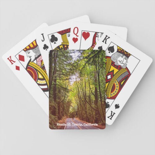 Wet Road Through Green Trees in Humboldt Autumn Playing Cards