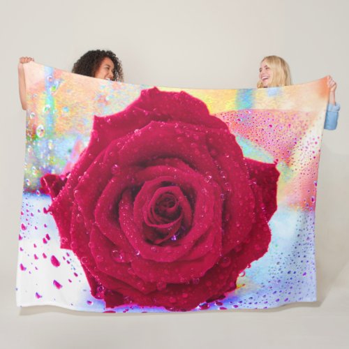 WET ROSE FLEECE BLANKET