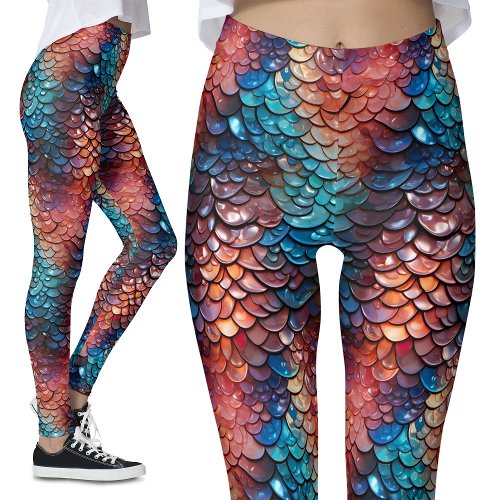 Wet Scales Beached Mermaid Fantasy Dragon Costume Leggings