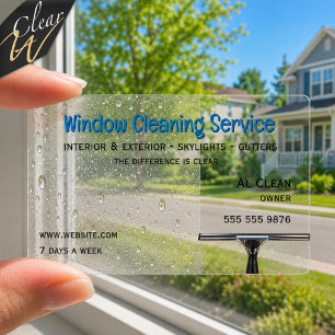 Wet Water Drops Squeegee Window Washing Clear Business Cards