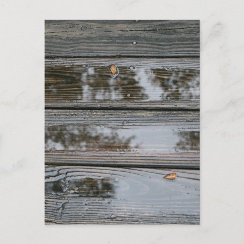 Wet Wood with puddles background image Postcard