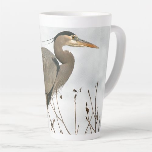 Wetlands Reeds Blue Heron Bird Wildlife Latte Mug