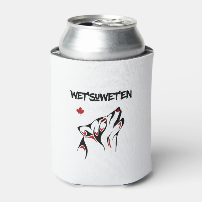 Wet'suwet'en Howling Wolf Haida Style Tattoo Color Can Cooler (Can Front)