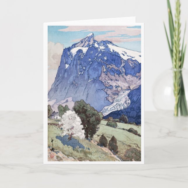 Wetterhorn, Hiroshi Yoshida, Woodcut Holiday Card (Front)