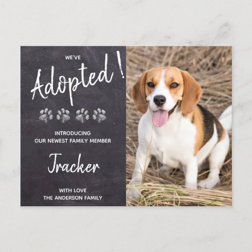 Weve Adopted Dog Rescue New Pet Announcement Postcard