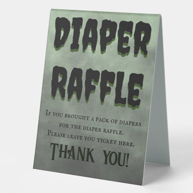 We've Created a Monster Diaper Raffle Table Tent (Front)
