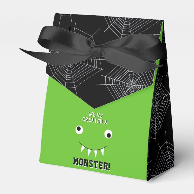 "We've Created A Monster" Halloween Baby Shower Favor Boxes (Front Side)