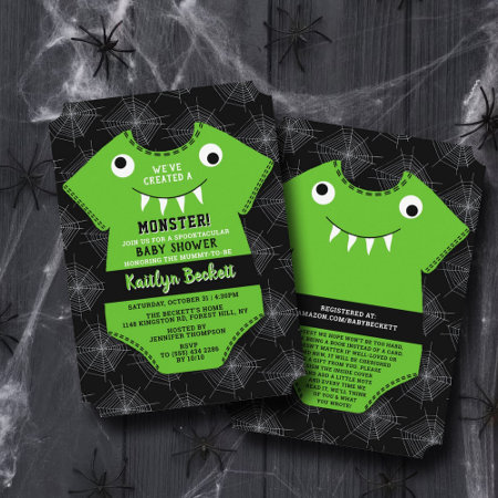 "we've Created A Monster" Halloween Baby Shower Invitati