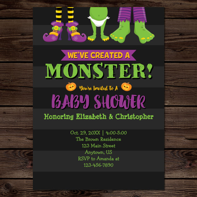 We've Created A Monster! Halloween Baby Shower Invitation | Zazzle