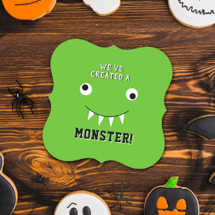 "We've Created A Monster" Halloween Baby Shower Paper Coaster