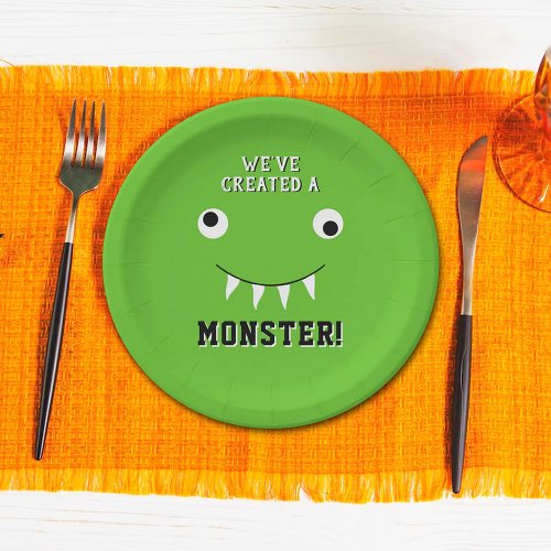 Weve Created A Monster Halloween Baby Shower Paper Plates