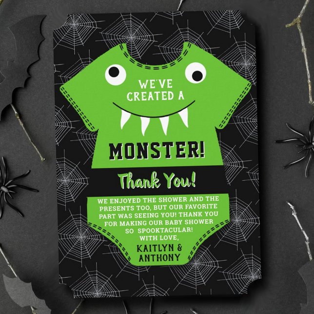 "We've Created A Monster" Halloween Baby Shower Thank You Card (Creator Uploaded)