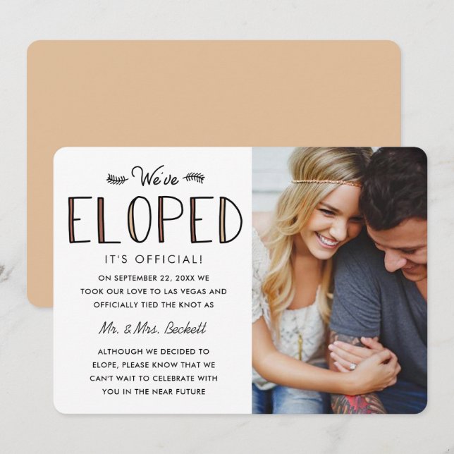 We've Eloped | Elopement Marriage Announcement (Front/Back)