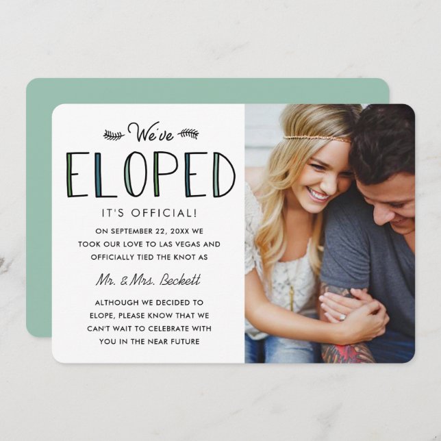 We've Eloped | Elopement Marriage Announcement (Front/Back)