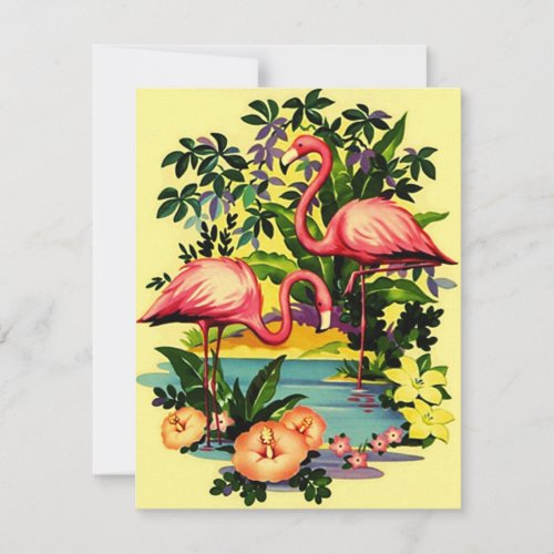 We've I've Moved Announcement Flamingos Pool-side