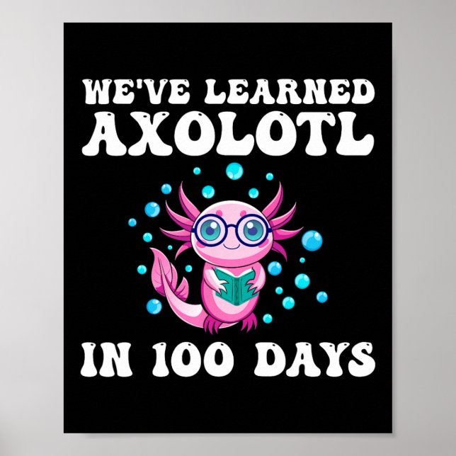 We've Learned Axolotl In 100 Days School Teachers  Poster (Front)