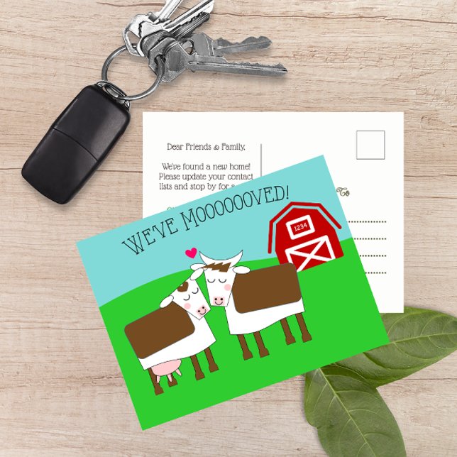 We've Moooved Cows and Barn New Address Postcard (Creator Uploaded)