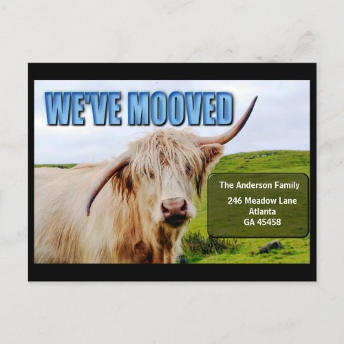 Weve Mooved  Wonky Cow Moving Announcment Card