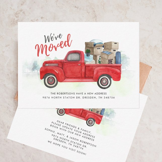 We've Move Address Red Truck Moving Announcement (We've Moved Red Truck Moving Announcement Card)