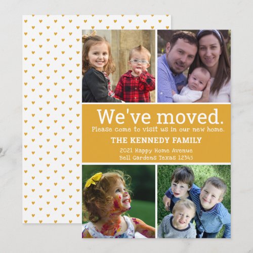 We've Moved 4 Photo Collage Yellow New Home Moving Announcement