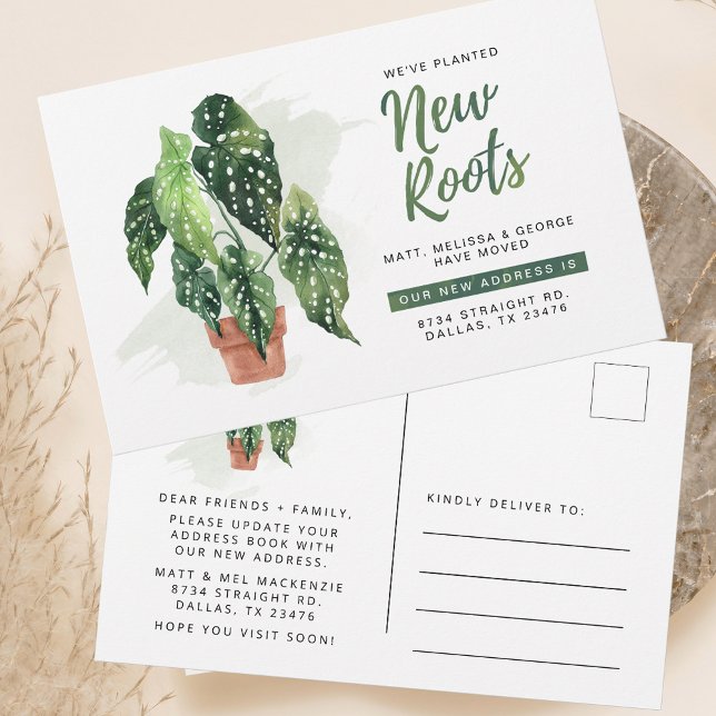 We've Moved Address Change Moving Announcement (Botanical Potted Plant Moving Announcement Postcard)