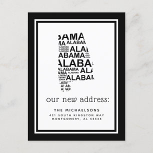 We've Moved Alabama Typography Holiday Postcard