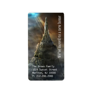 We've Moved Amazing Tower Castle Label