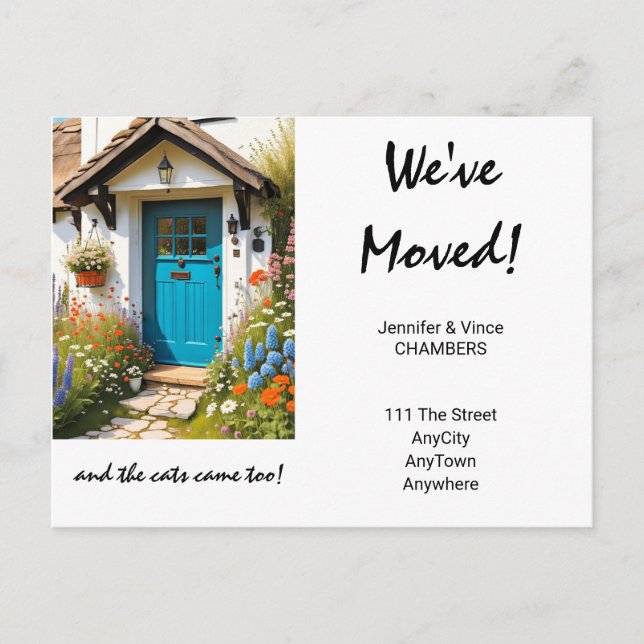 We've Moved and the cats came too. Changed Address Announcement Postcard (Front)
