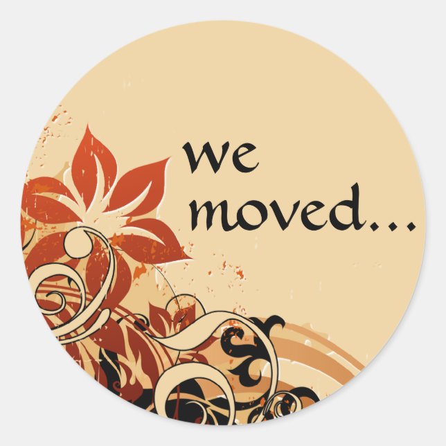 we've moved announcement classic round sticker (Front)