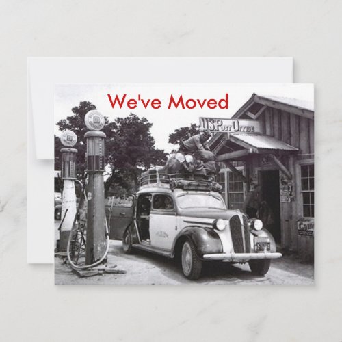 Weve Moved Announcement Retro Packed Car  PO
