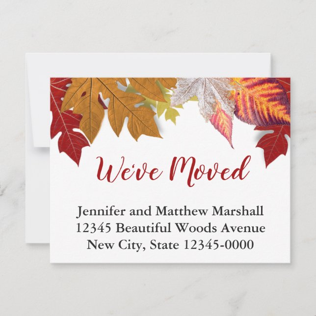 We've Moved Autumn Fall Leaves Moving Announcement (Front)