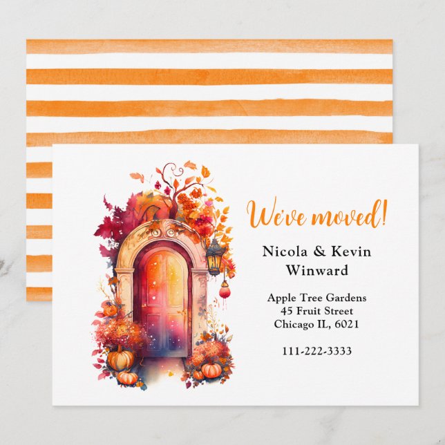 We've Moved Autumn Fall Pumpkins Door Announcement (Front/Back)