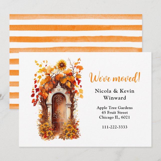 We've Moved Autumn Fall Sunflowers Door Announcement (Front/Back)